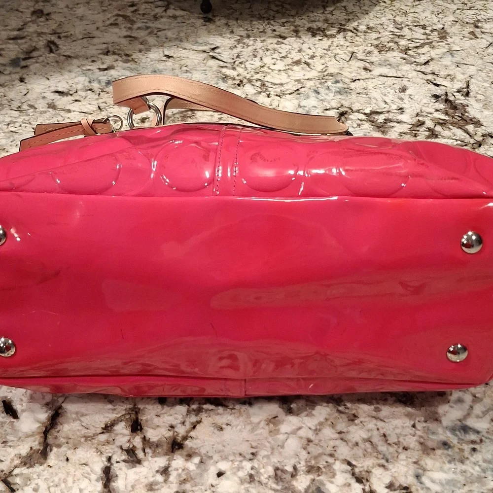 Coach Pink Patent Leather Tote Bag Darena